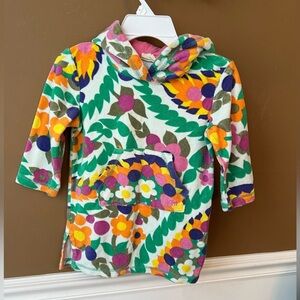 Mini Boden Girls Floral Terrycloth Hooded Coverup Dress Size 2-3 year